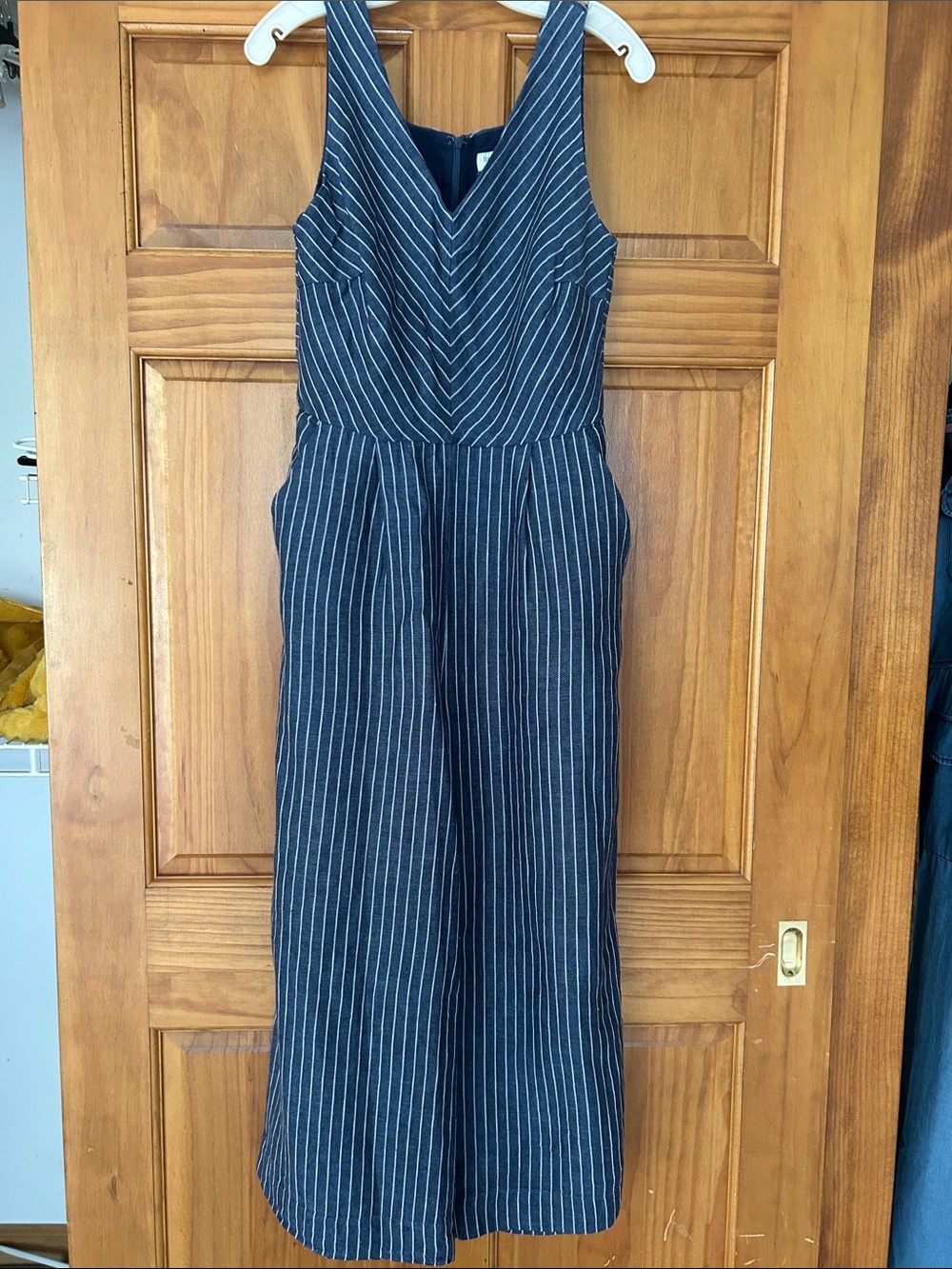 Striped Navy V-Neck Sleeveless Jumpsuit